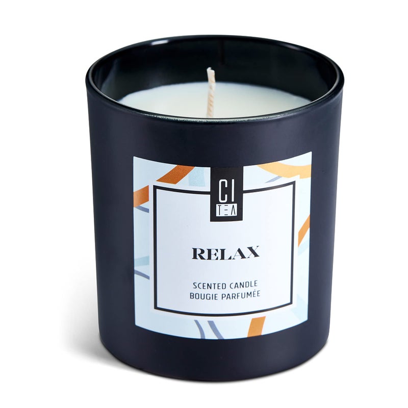 CITea - 100% Natural Soy Wax Scented Candle, Stress Relief Soy Candle with Natural Oils, Large Candle 8 Oz, Sandalwood and Musk Scent, Relax - Image 1